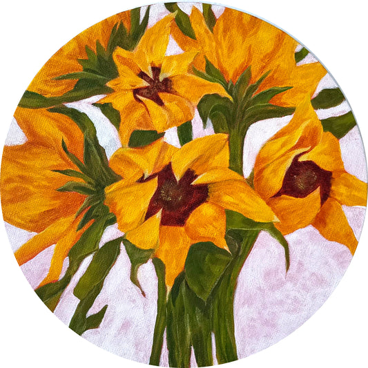 Sunflowers, 10in, acrylic, 2025