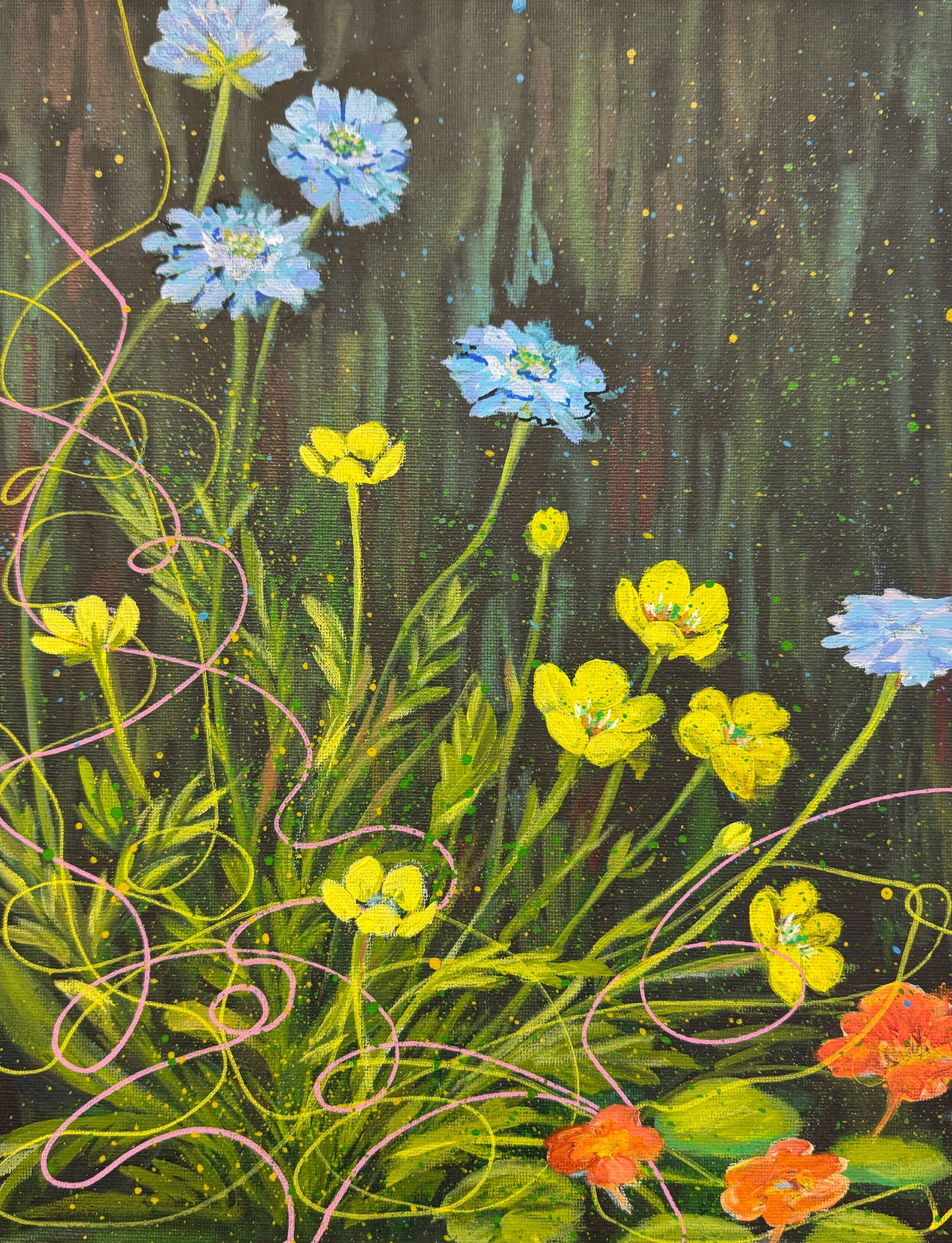 Wildflower Mix, 14×11in, mixed media, 2025