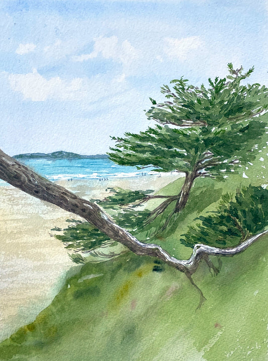 Carmel Beach, 17x13in, watercolor, unframed, 2020